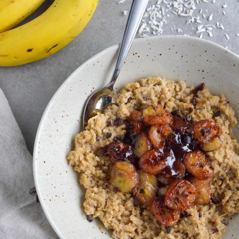 Caramelized Banana and Peanut Butter Oats (Vegan, Gluten Free)