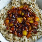 caramelized peach and pecan oats