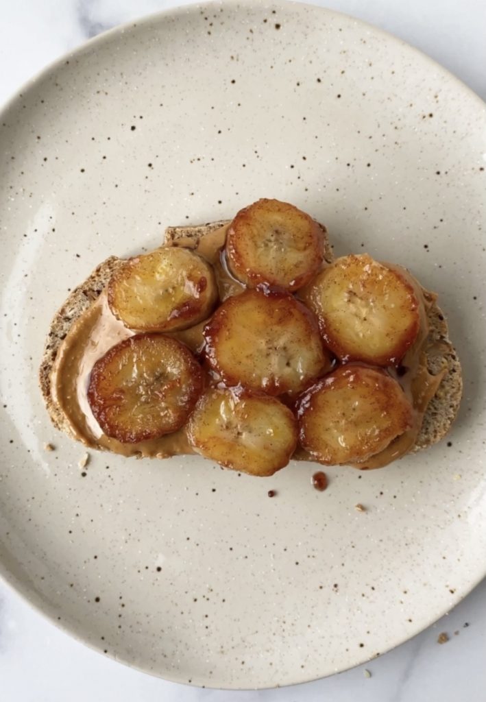 caramelized bananas on top of toast