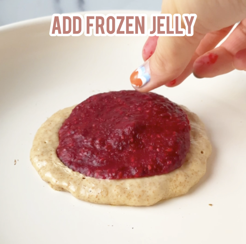 jelly on a pan over a pancake