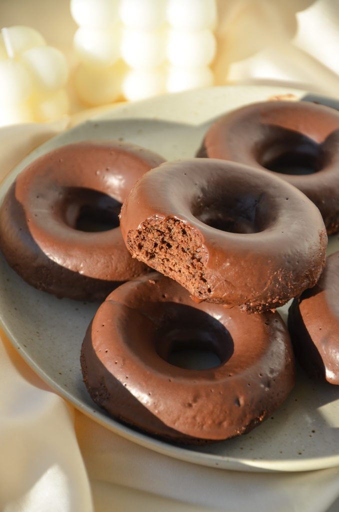 chocolate donuts on a plate