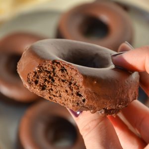 closeup shot of a chocolate donut