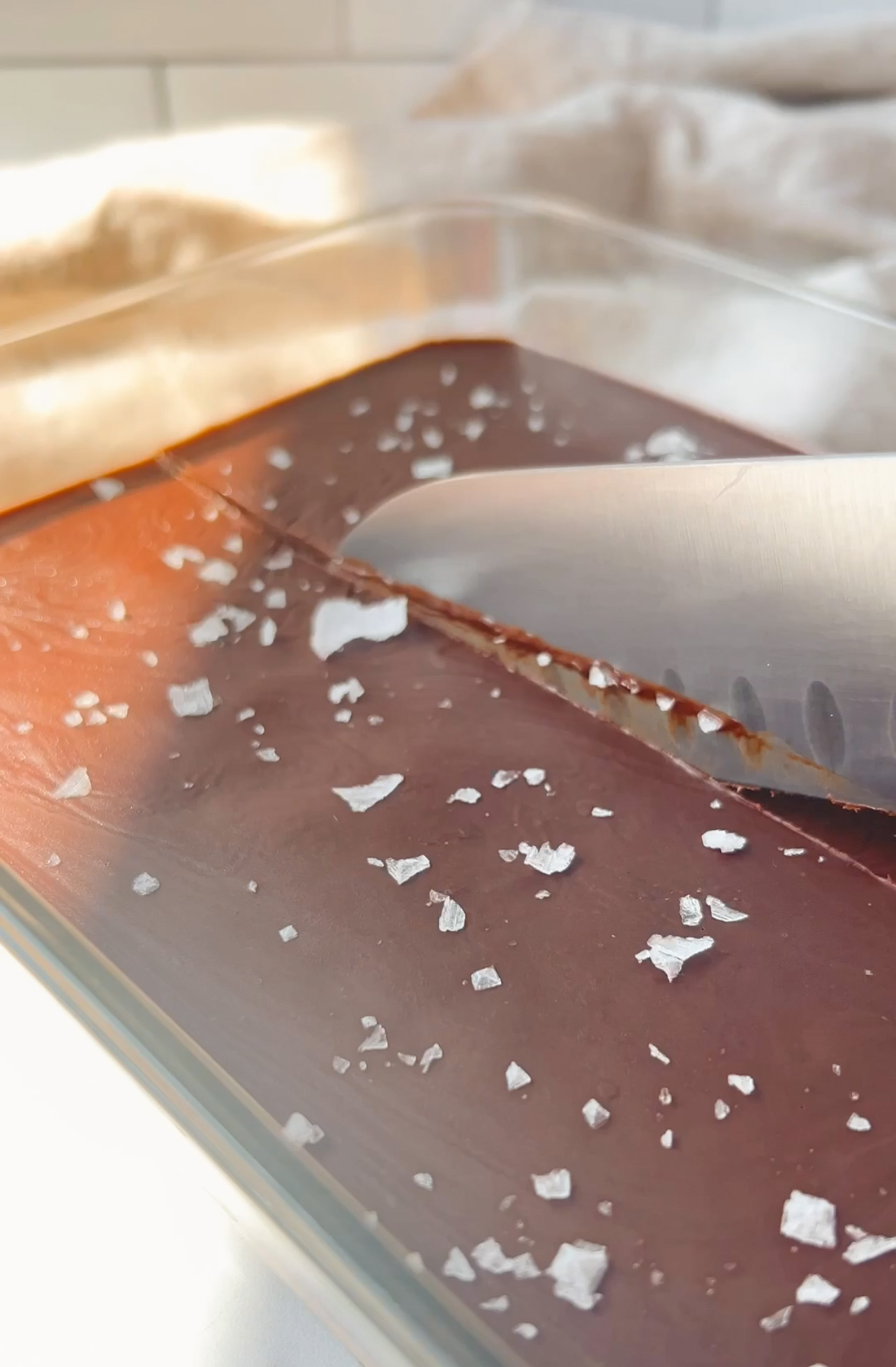 knife slicing into protein bars