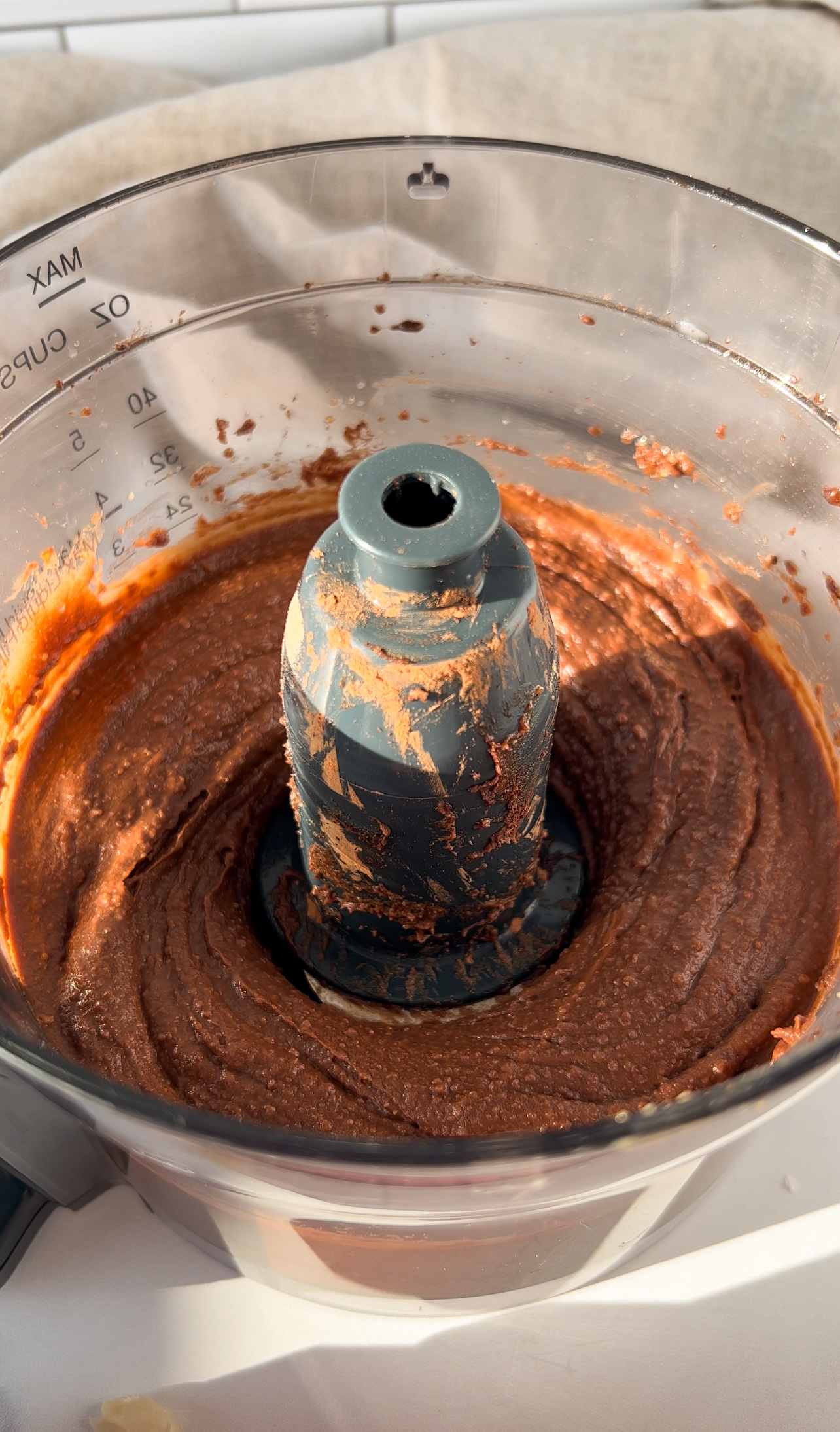 brownie batter blended in a food processor