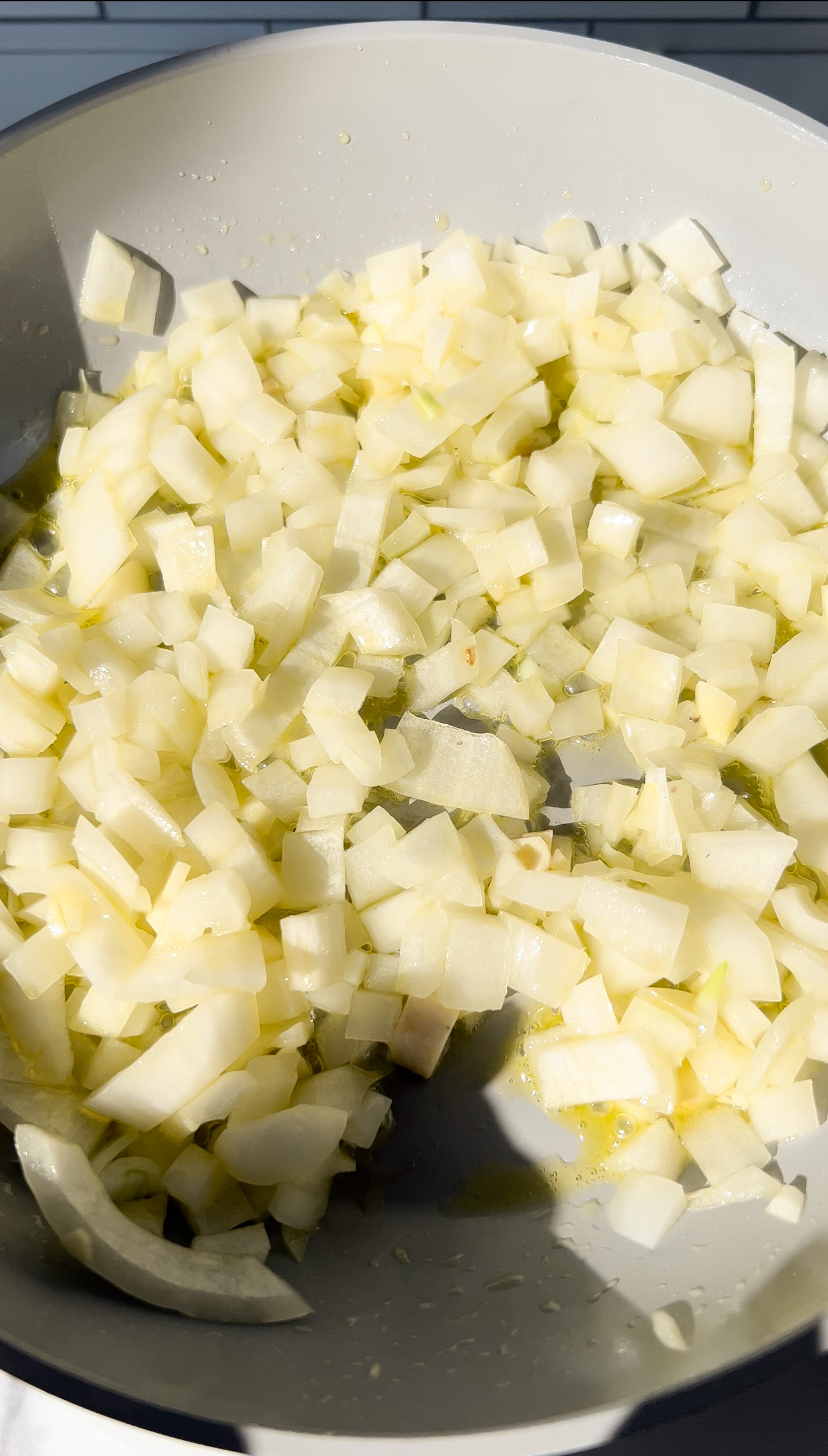 onions and garlic sautéing