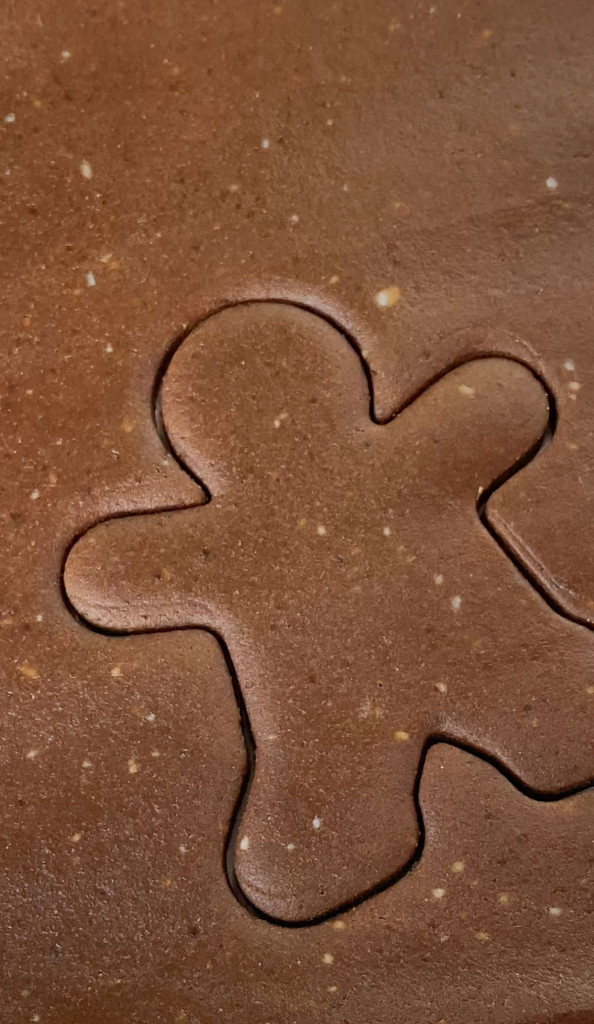 cutout of a vegan gingerbread cookie