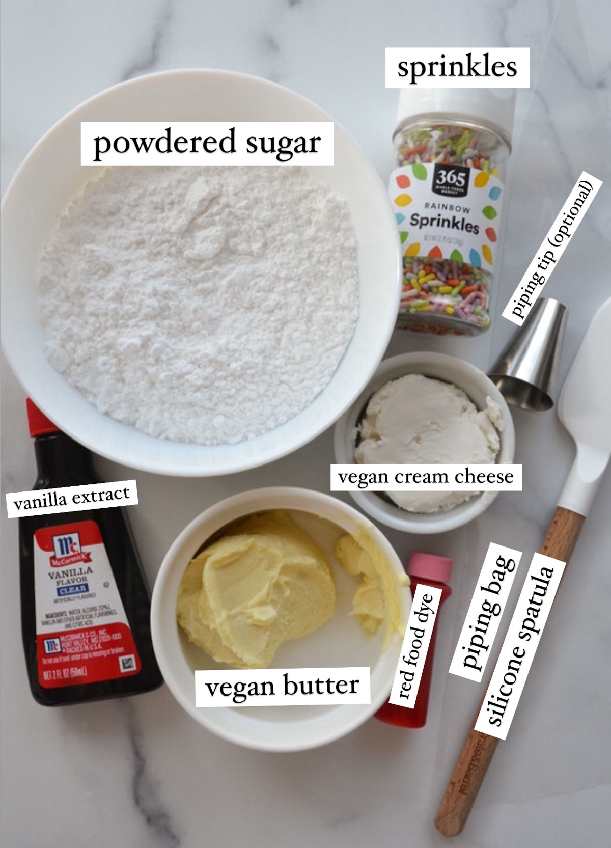 ingredients for vegan buttercream frosting