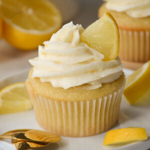 vegan lemon cupcake on a plate