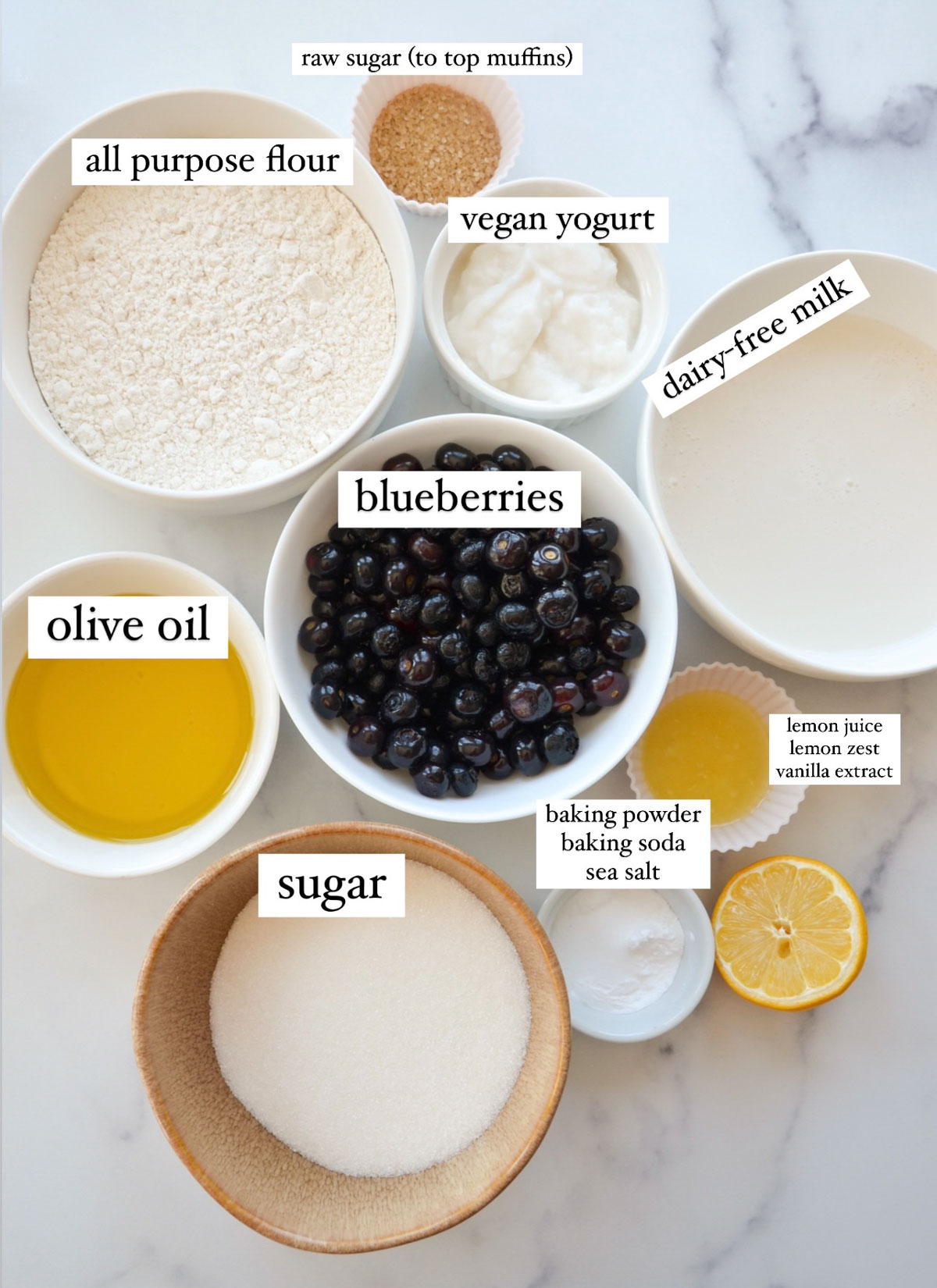 ingredients for Starbucks blueberry muffins