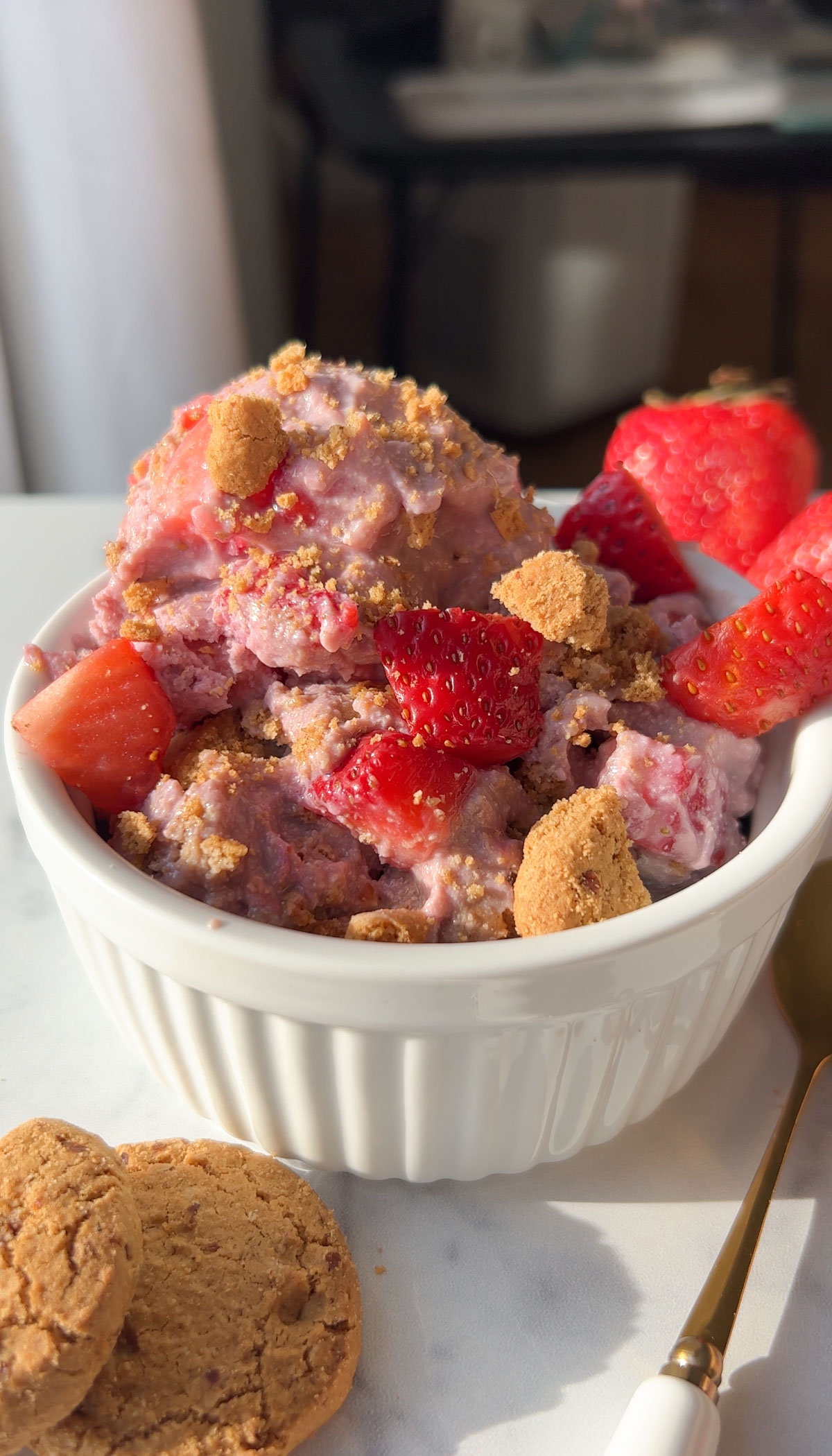 vegan cottage cheese ice cream in a bowl