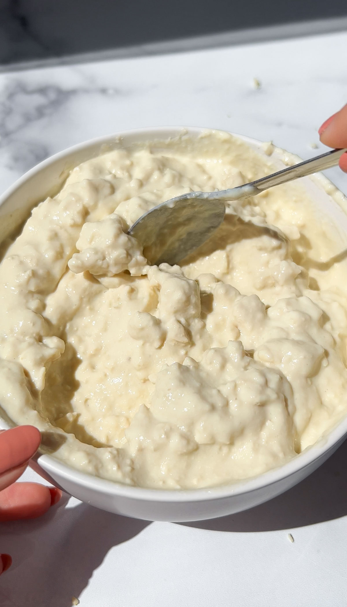 vegan cottage cheese in a bowl