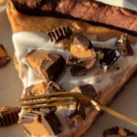 A slice of vegan peanut butter pie on a plate.