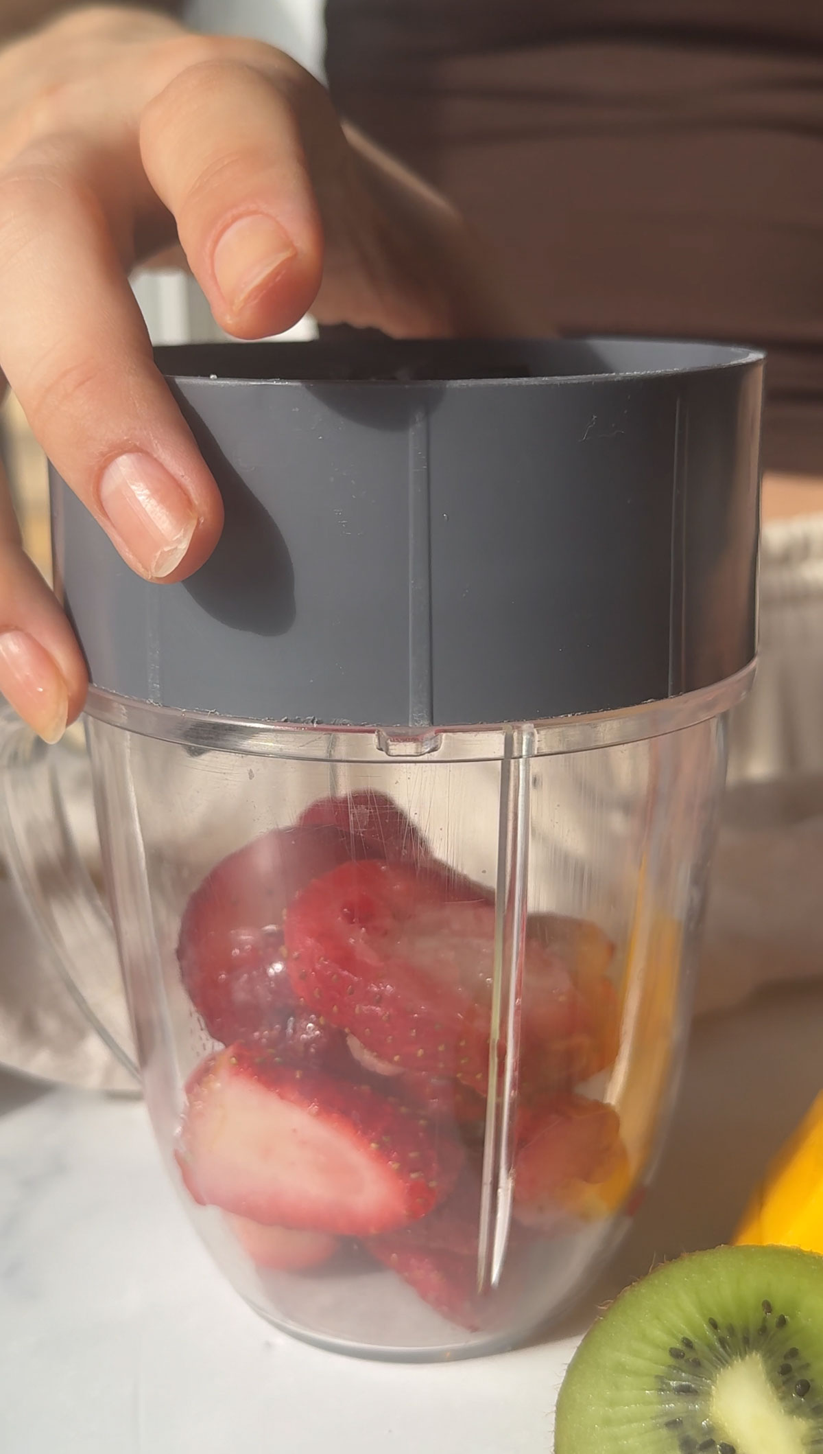 Ingredients added to a blender.