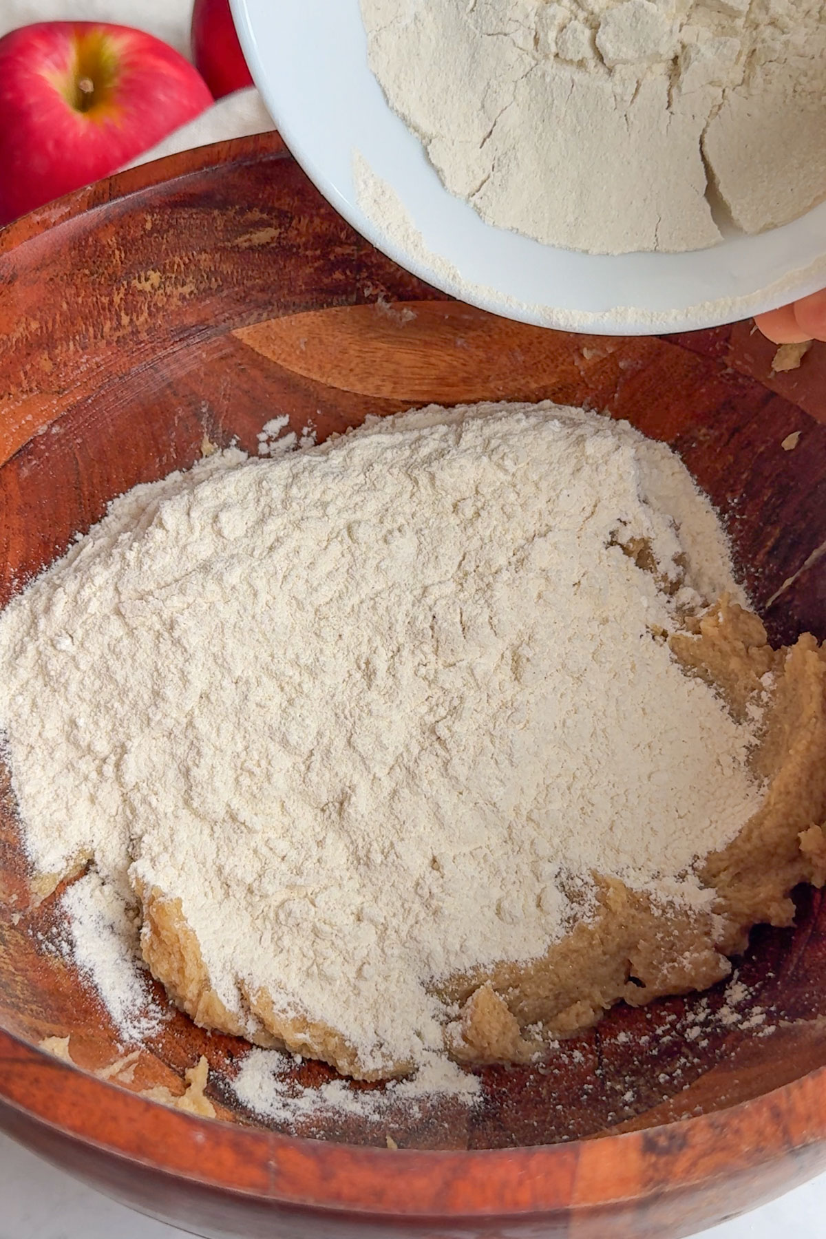 Flour added to the dough mixture.