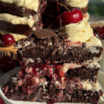 German black forest cake on a plate.