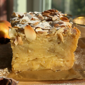 Invisible Apple Cake on a piece of foil.