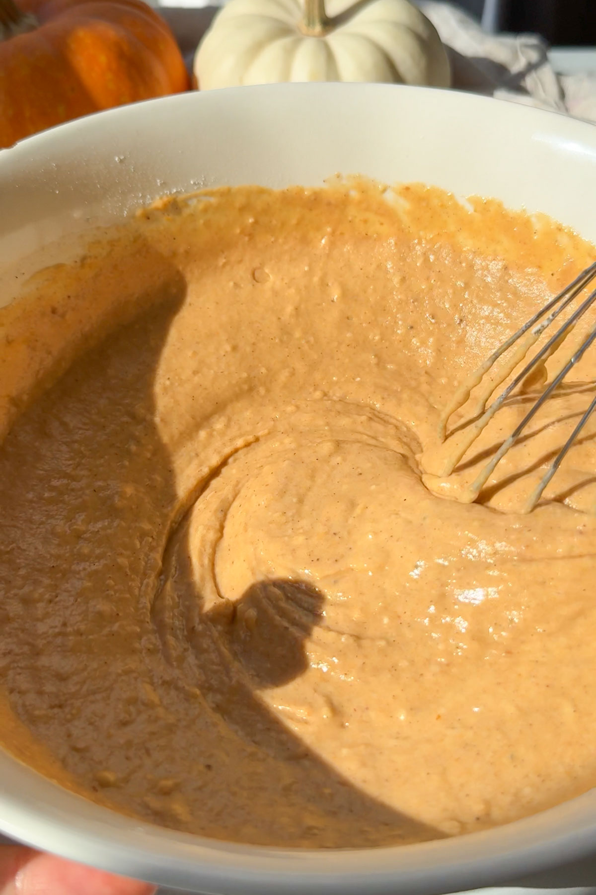 Ingredients combined with a whisk.