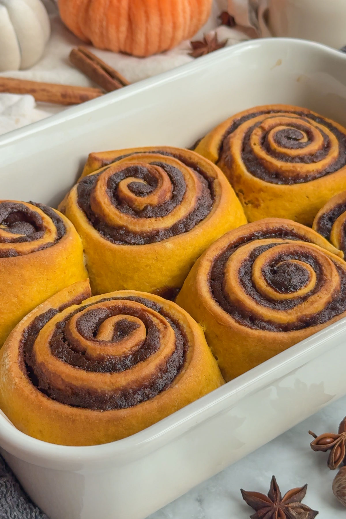 Baked pumpkin cinnamon rolls. 
