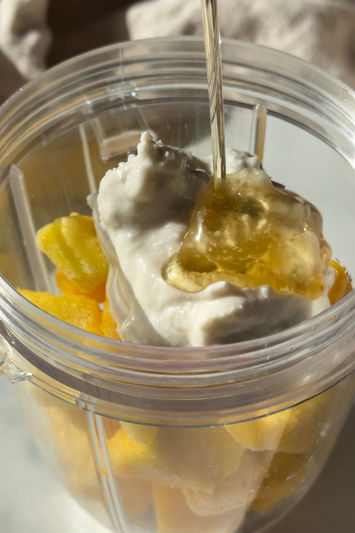 Ingredients added to a blender.