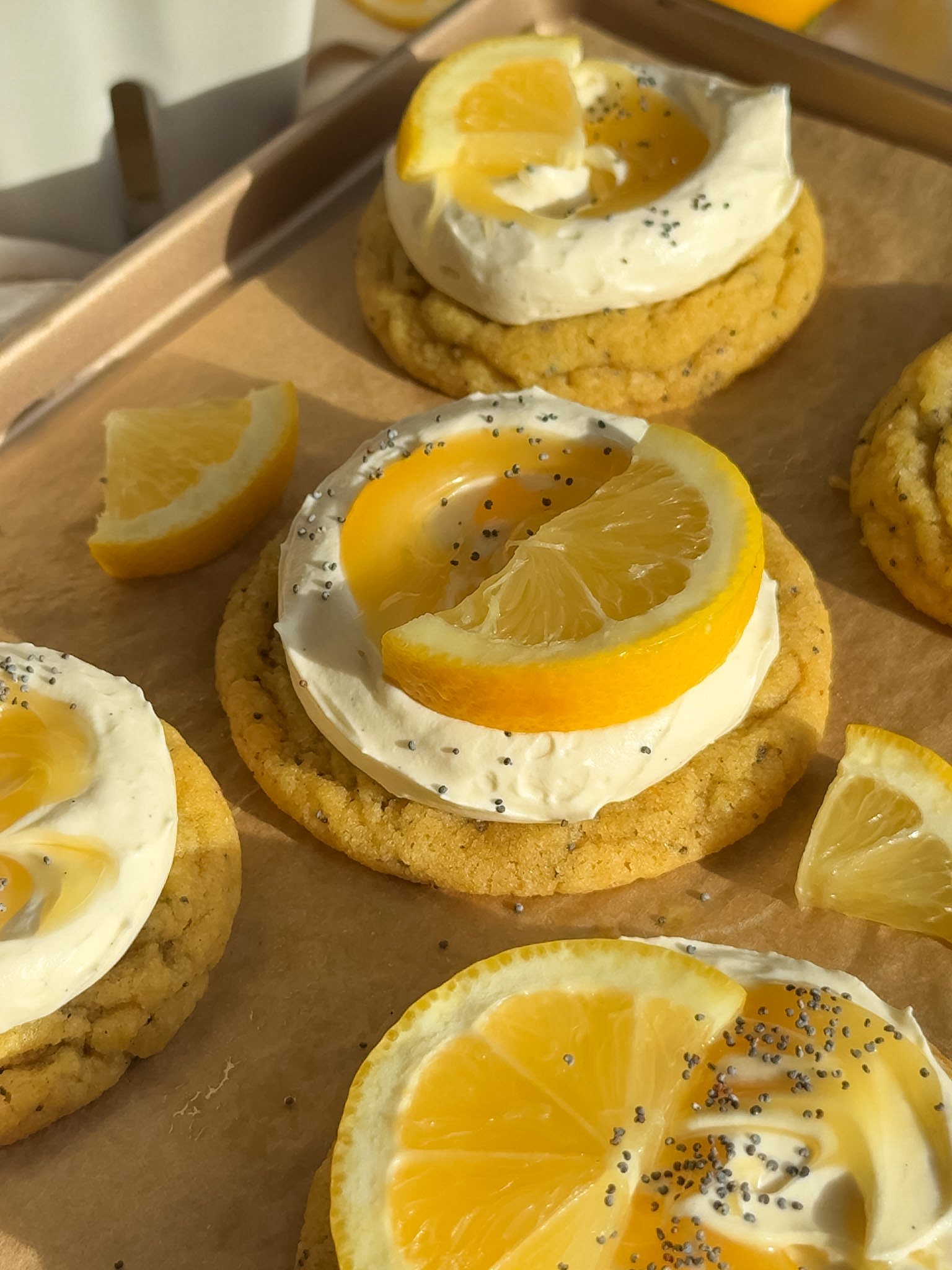 Lemon wedge on top of the cookie.